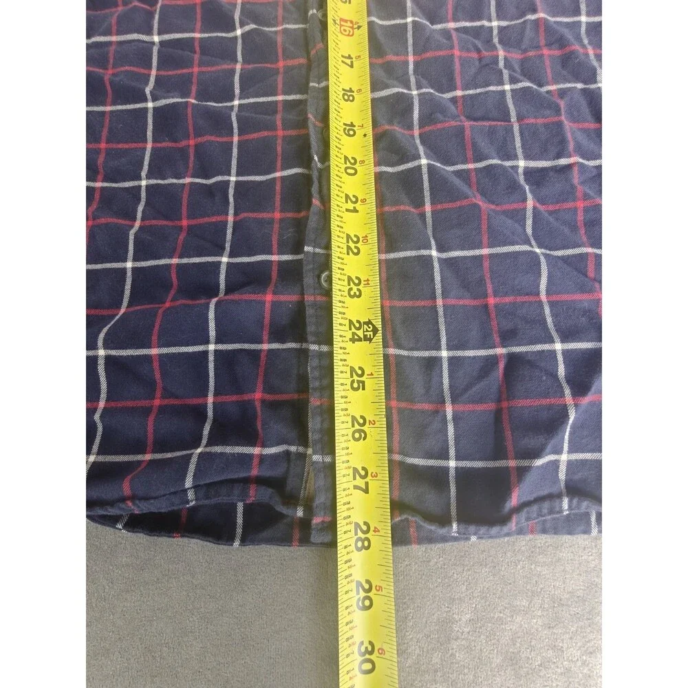 Banana Republic Luxe Flannel Untucked Slim Fit Shirt Mens Large Blue Plaid